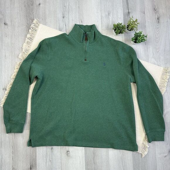 Other - Polo Ralph Lauren 1/4 Zip Pullover Sweatshirt Men XL Green Mock Neck Pony READ